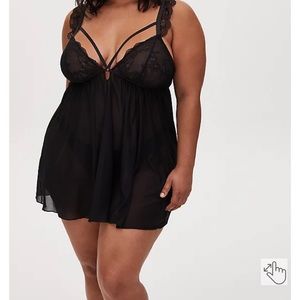 MESH CAP SLEEVE STRAPPY BABYDOLL